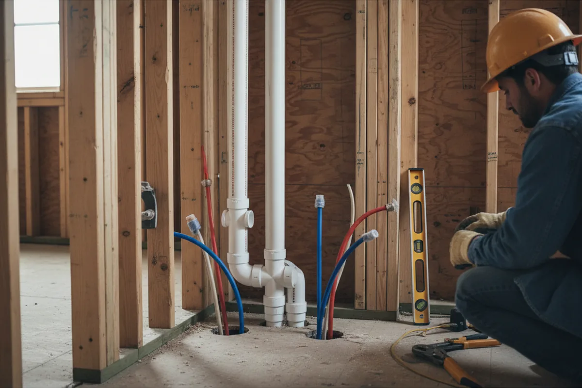 Drain and supply rough-in during Drain Cleaning in Saint Benedict